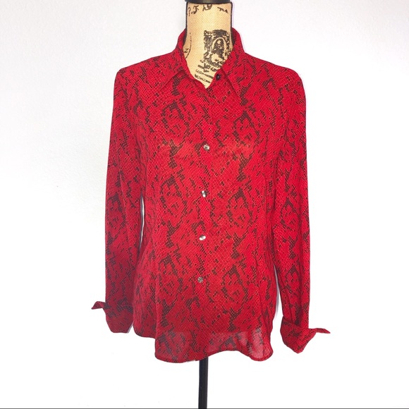 New York & Company Tops - NY&CO Snakeskin Print Long Sleeve Shirt Size Large